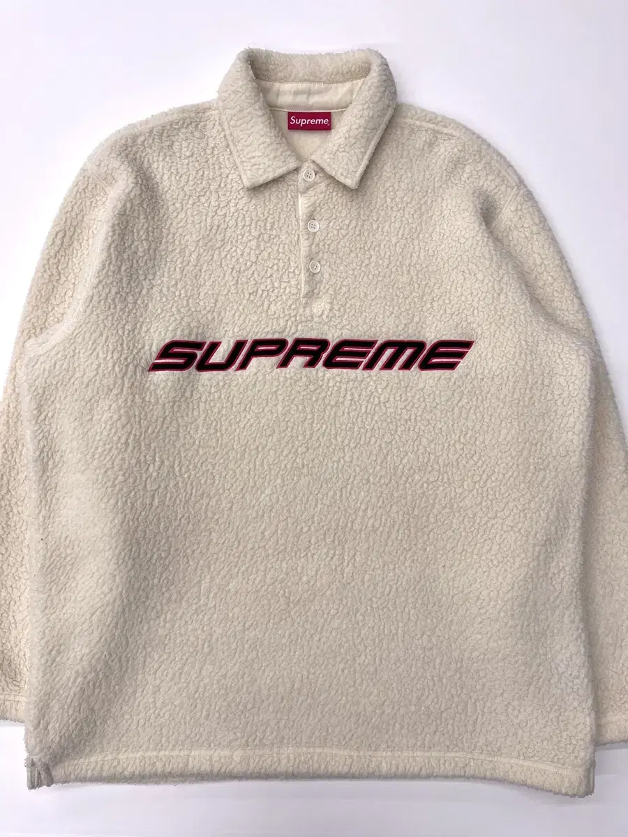 SUPREME 슈프림 아이보리 뽀글이 카라 맨투맨